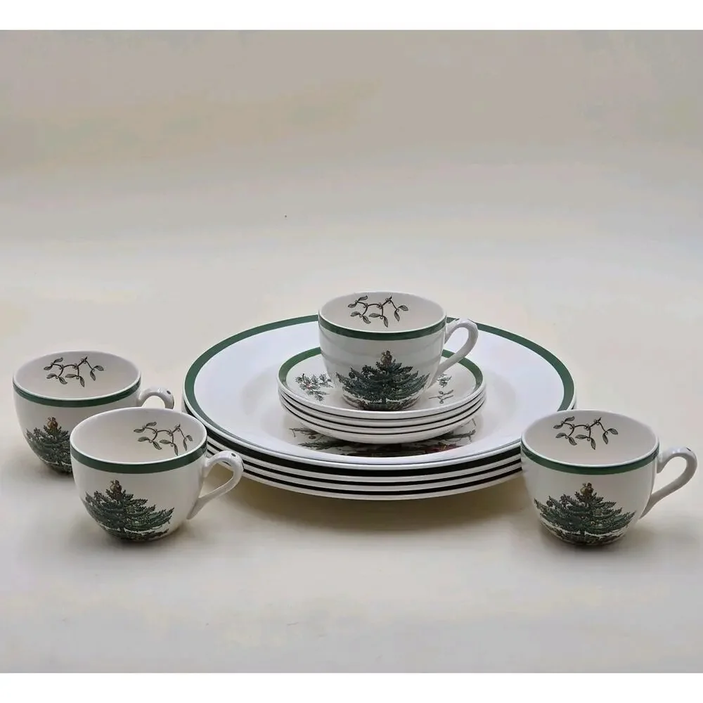 Spode Christmas Tree 12-piece Buffet Set England Plate Cup and Saucer Vintage